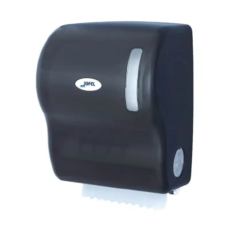 Autocut Mechanical Towel Dispenser, Plastic, Translucent Black with Fikes Logo, AG57000