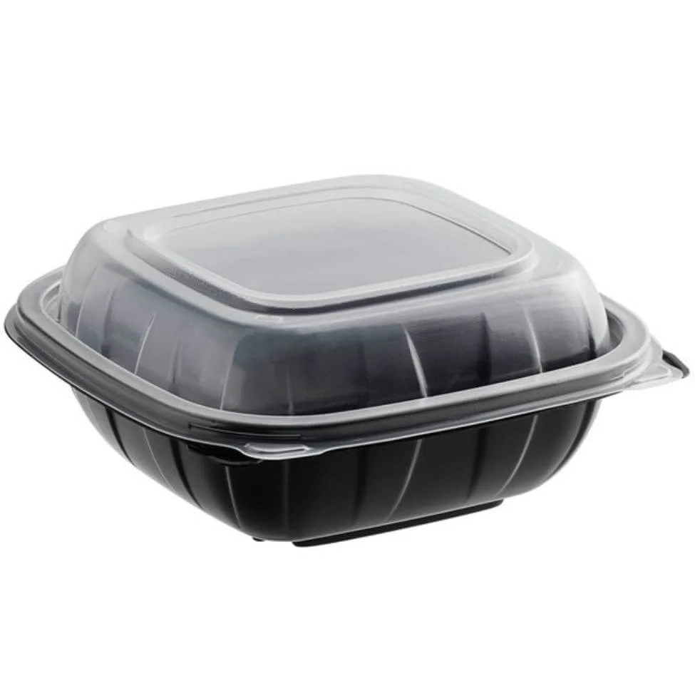 Black/Clear Hinged Containers, 6×6, 1 Compartment, 025-00720