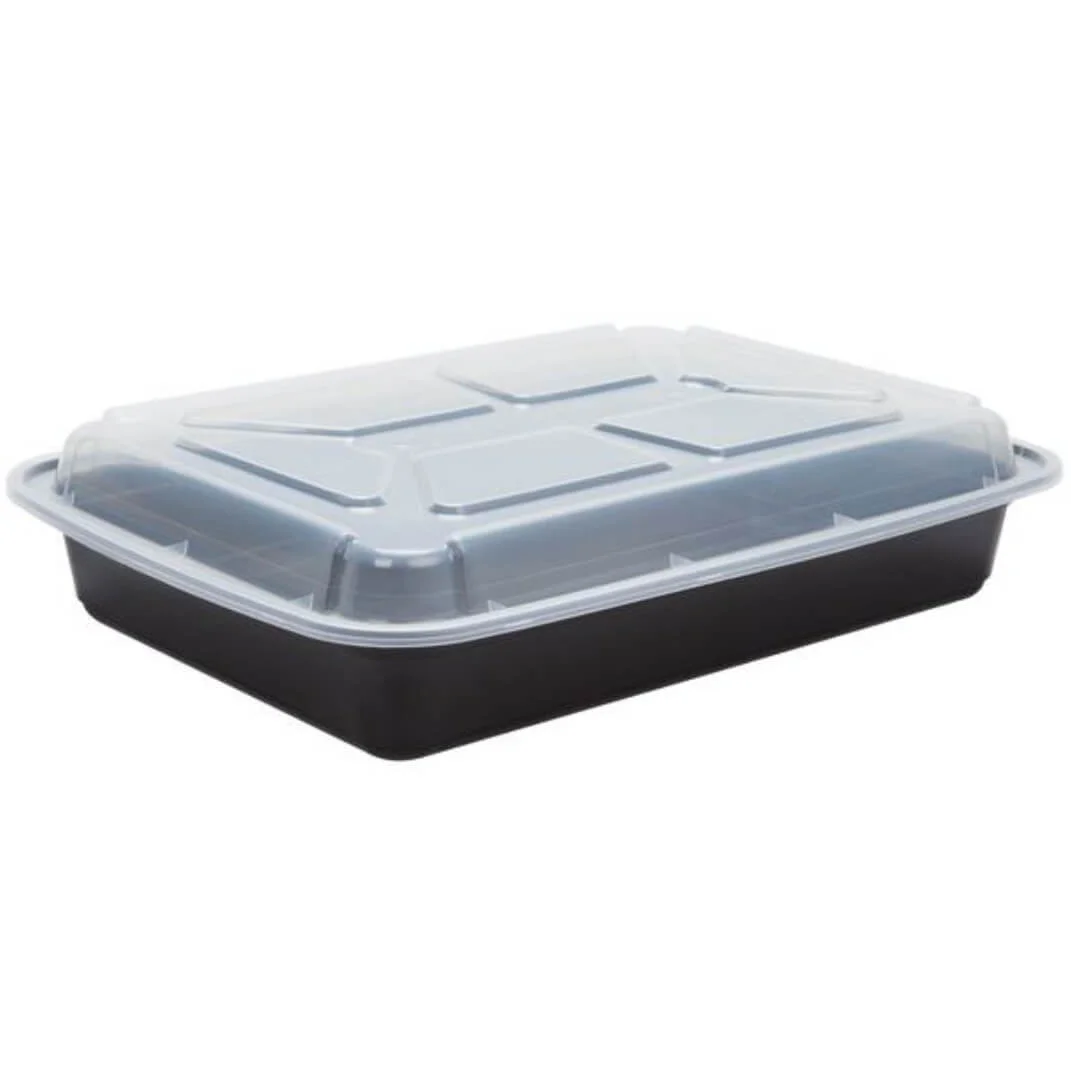 Black/Clear Rectangular Containers/Lids Combo, 58oz, MPC-58RECB-150