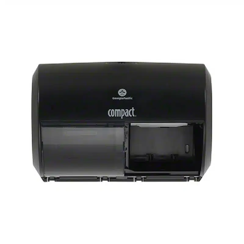 Compact Side-by-Side Double Roll Coreless Toilet Paper Dispenser, Plastic, Translucent Black, GPT56784A