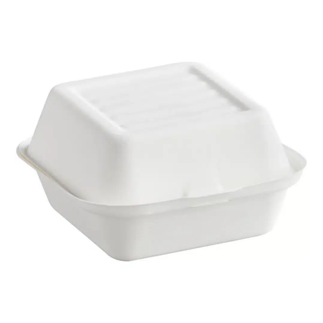 Compostable Fiber Hinged Containers, 6×6, 1 Compartment, CHC-661F