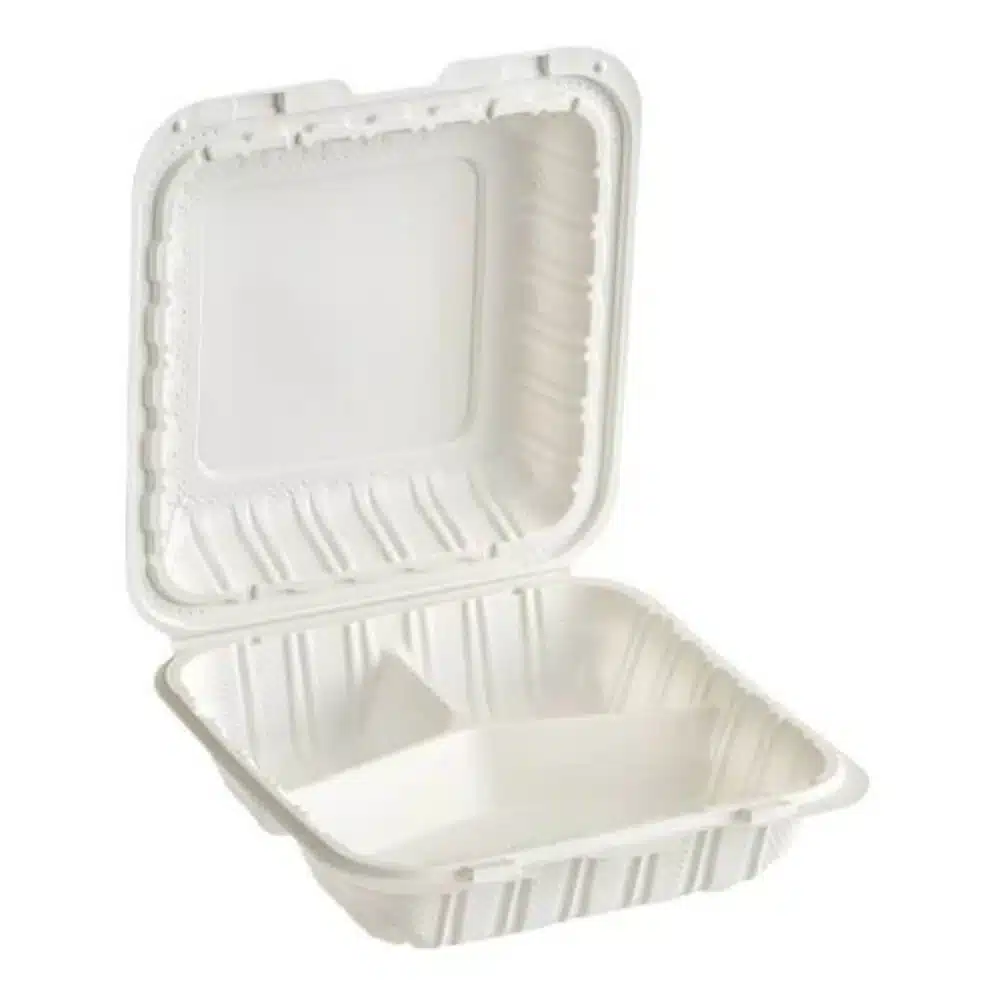 Mineral-Filled Polypropylene Hinged Containers, 8×8, 3 Compartments, MHC-883W