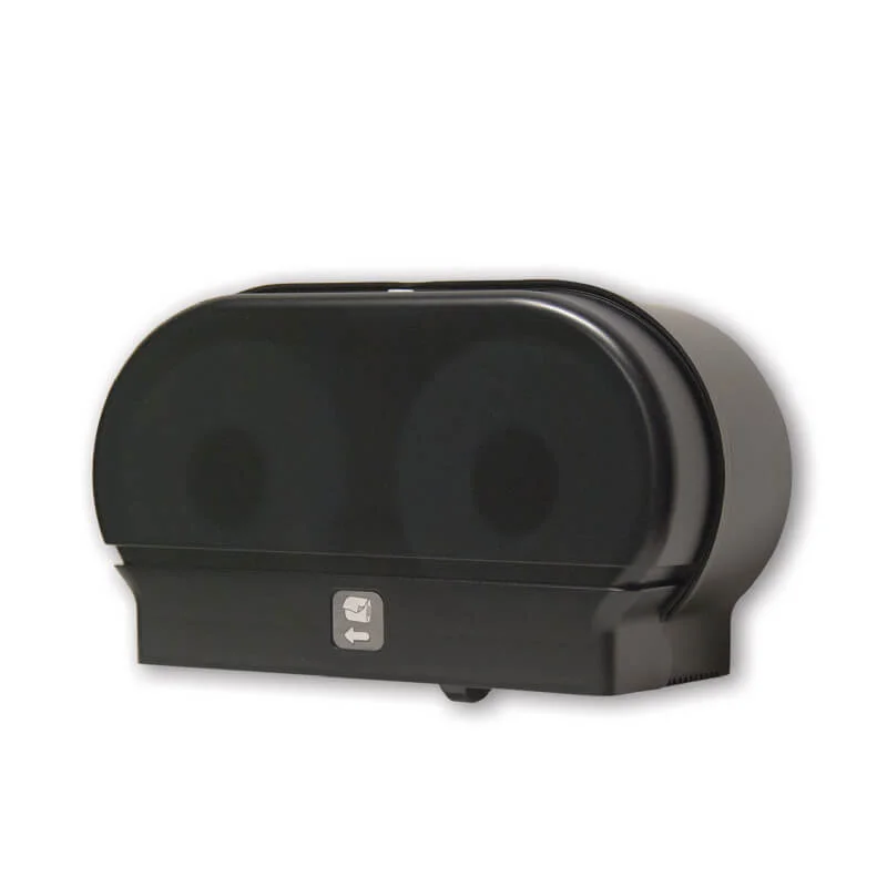 Mini Twin Standard Core Toilet Paper Dispenser, Plastic, Translucent Black with Fikes Logo, RD0321-02