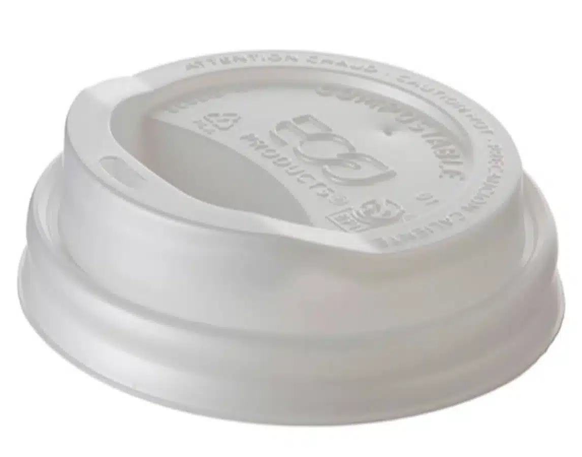 White Compostable Paper Hot Cup Lids, 12/16/20oz, R0005