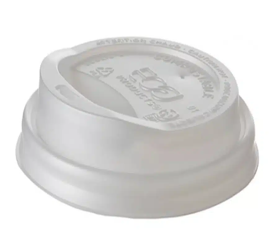 White Compostable Paper Hot Cup Lids, 8oz, R0004