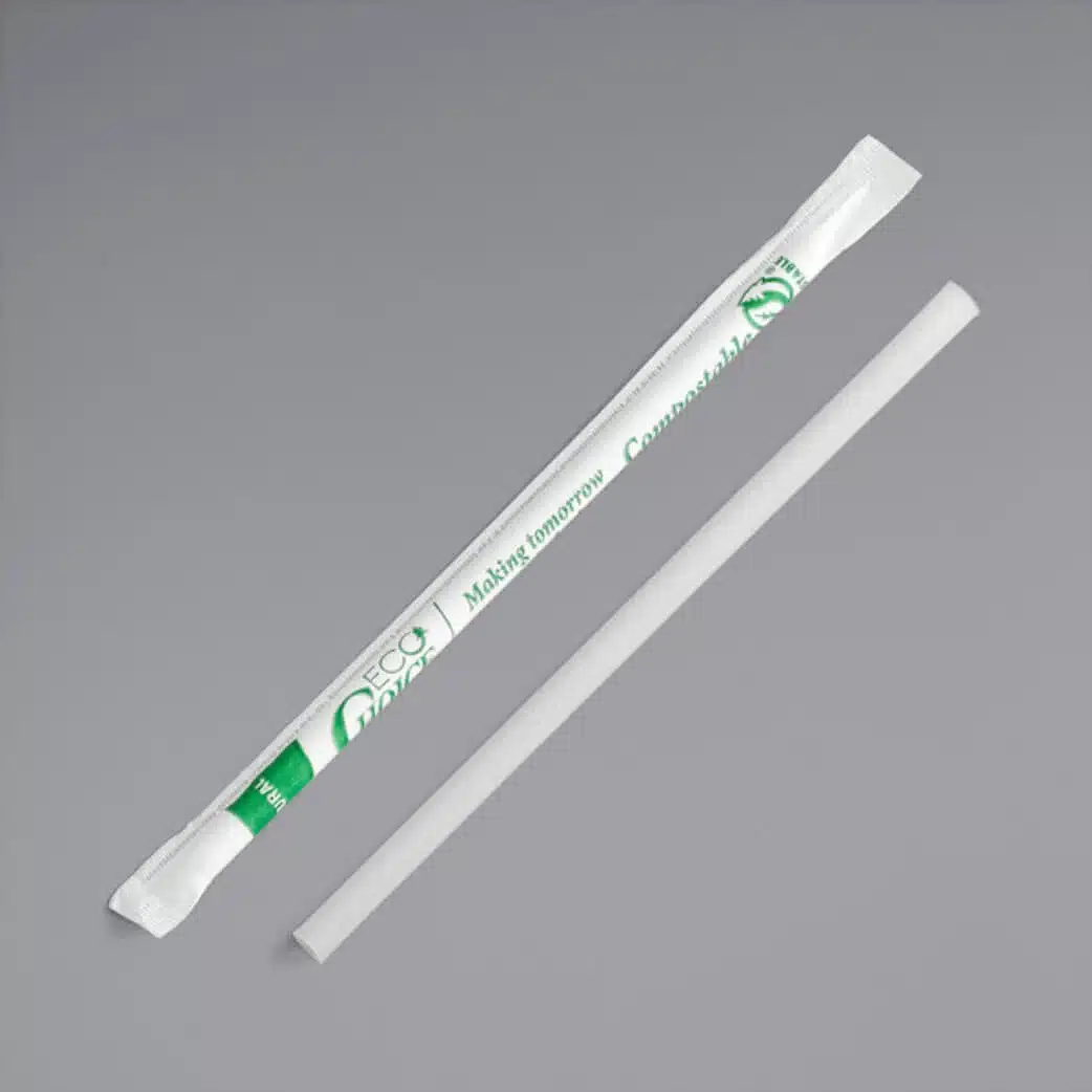 Wrapped Compostable Straws, Clear, 7.75″, C6670071